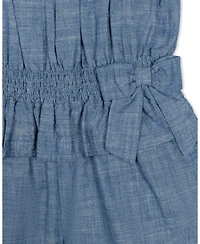 Hope & Henry Toddler Girls Sleeveless Smocked Waist Chambray Romper