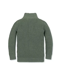Hope & Henry Little and Big Boys' Organic Mock Neck Cardigan Stitch Sweater