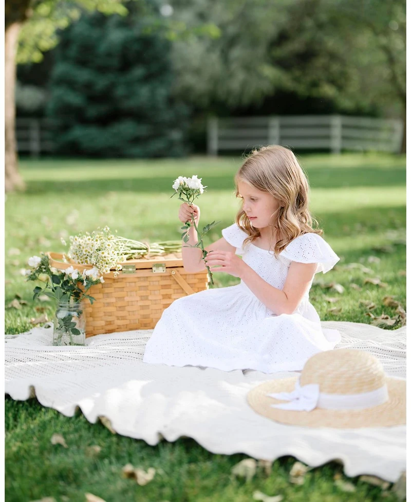 Hope & Henry Big Girls Flutter Sleeve Eyelet Dress
