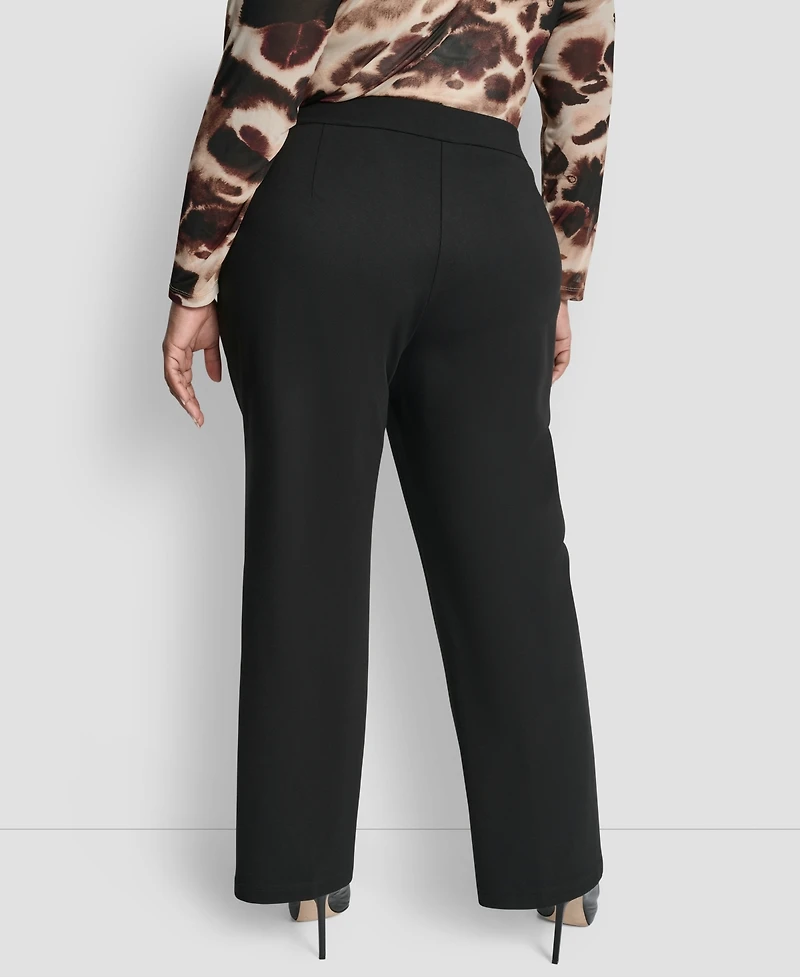 Dkny Plus Mid Rise Pleat Detail Straight Fit Pants