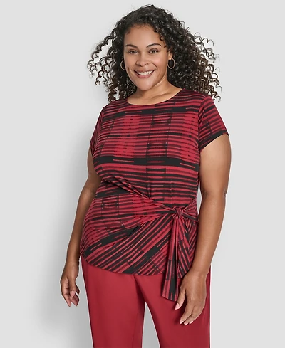 Dkny Plus Short Sleeve Waist Tie Top