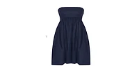 Labeca London Women's Mykonos Navy Linen Strapless Mini Dress