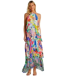 La Moda Clothing Women's Flowing Tiered Skirt Maxi Dress