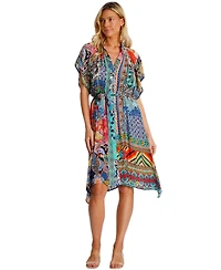 La Moda Clothing Women's Midi Summer Belted Short Sleeve Dress