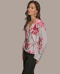 Donna Karan New York Women's Floral Print Long-Sleeve Top