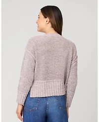 Cable & Gauge Women's Heathered Yarn Relaxed Lounge Sweater
