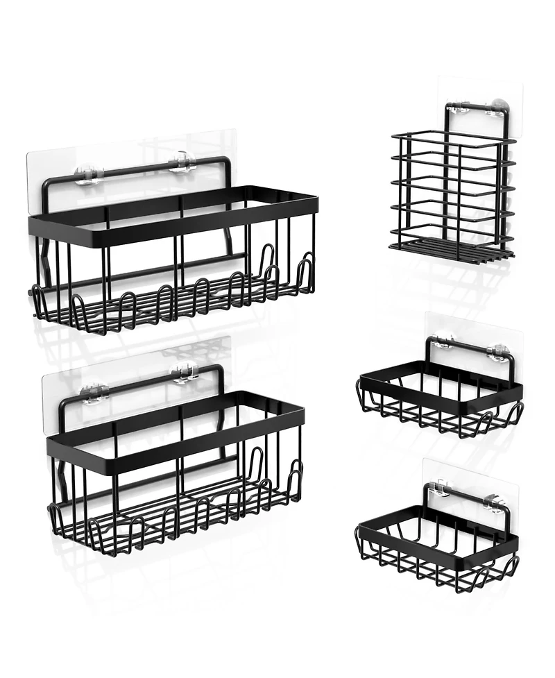 Cheer Collection 5-Pack Stainless Steel Shower Caddy – Self-Draining, Heavy-Duty Wall Organizer