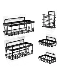 Cheer Collection 5-Pack Stainless Steel Shower Caddy – Self-Draining, Heavy-Duty Wall Organizer