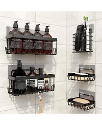 Cheer Collection 5-Pack Stainless Steel Shower Caddy – Self-Draining, Heavy-Duty Wall Organizer