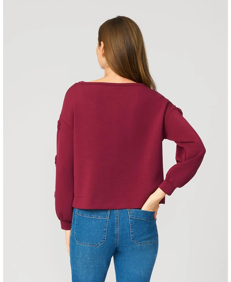 Cable & Gauge Women's Bow Sleeve Detail Scuba Sweatshirt