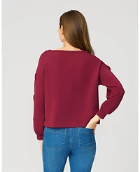 Cable & Gauge Women's Bow Sleeve Detail Scuba Sweatshirt