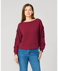 Cable & Gauge Women's Bow Sleeve Detail Scuba Sweatshirt