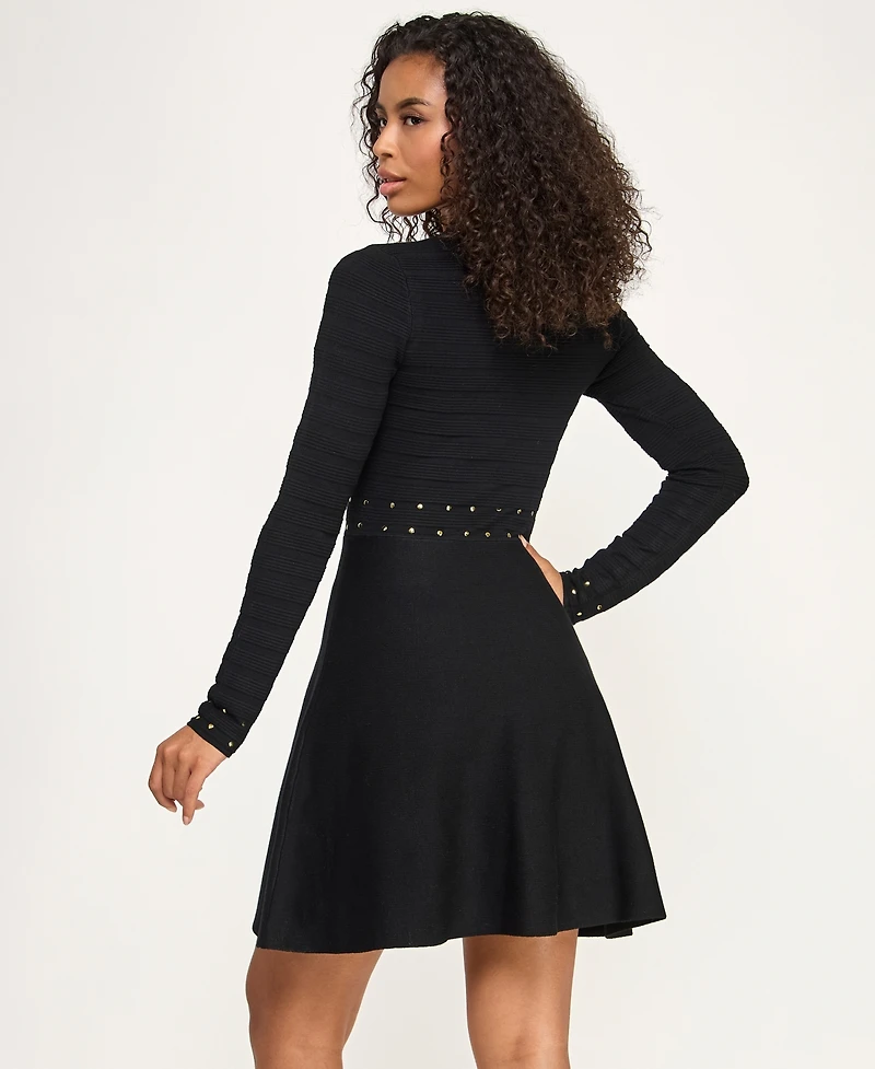 Bcx Juniors' Mock Neck Fit and Flare Sweater Dress