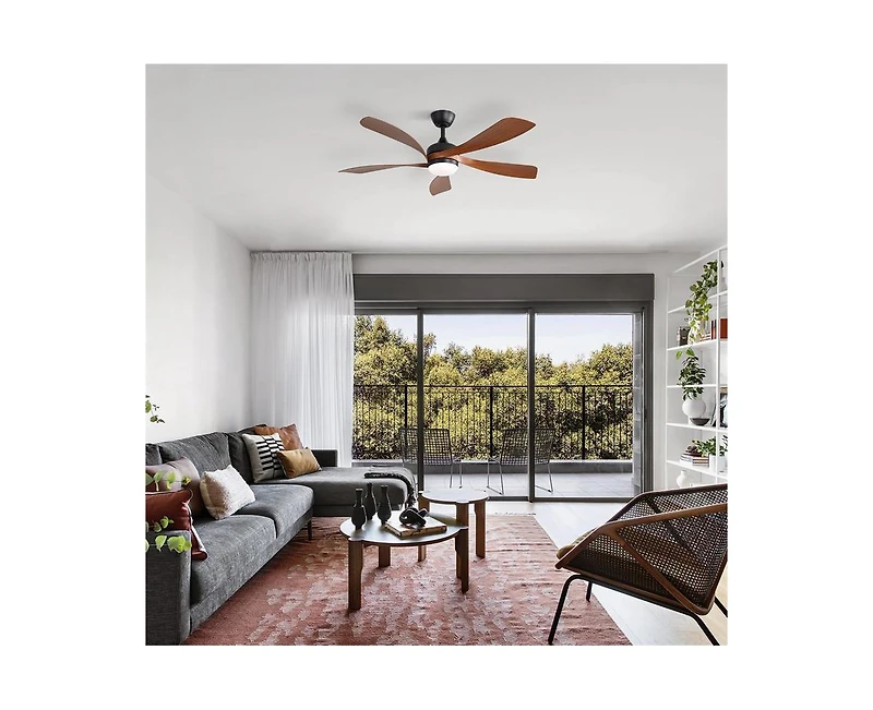 Sofucor 52 Inch 5 Blade Abs Led Ceiling Fan with Downrod and 6 Speed Adjustable Remote Control