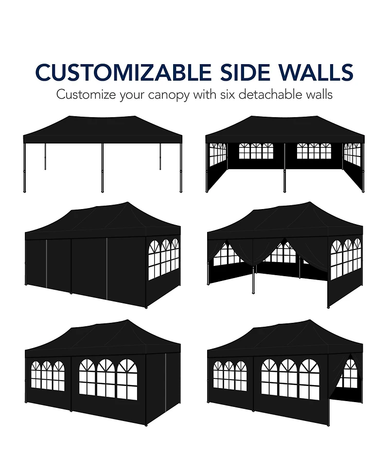 Best Choice Products 10x20ft Party Tent Pop Up Canopy Easy Setup w/ 1-Button Setup, Wheeled Case, 4 Weight Bags