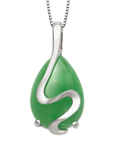 Macy's Dyed Green Jadeite Box Chain Necklace in Sterling Silver
