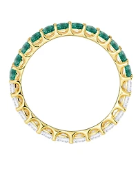 Macy's Lab-Grown Emerald (5/8 ct. t.w.) and Lab-Grown White Sapphire (1 ct. t.w.) Band Ring in 14K Gold Over Sterling Silver