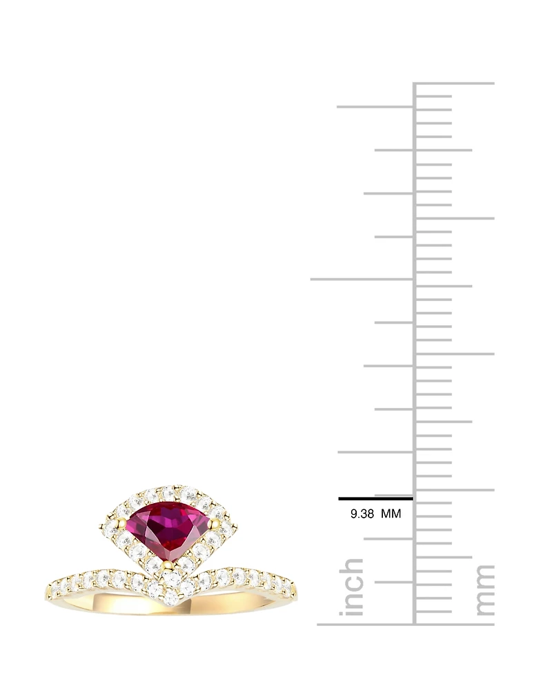 Macy's Lab-Grown Ruby (5/8 ct. t.w.) and Lab-Grown White Sapphire (3/8 ct. t.w.) Ring in 14K Gold Over Sterling Silver
