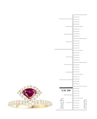 Macy's Lab-Grown Ruby (5/8 ct. t.w.) and Lab-Grown White Sapphire (3/8 ct. t.w.) Ring in 14K Gold Over Sterling Silver