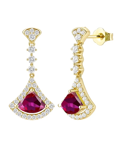 Macy's Lab-Grown Ruby (1-1/4 ct. t.w.) and Lab-Grown White Sapphire (1/2 ct. t.w.) Drop Earrings in 14K Gold Over Sterling Silver