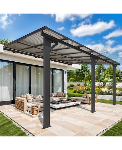 Aecojoy 14'x10' Adjustable Height Wall Mounted Outdoor Gazebos Pergola