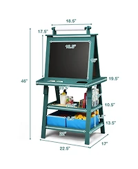 Kids Art Easel Double Sided Chalkboard Magnetic Whiteboard with Storage Tray