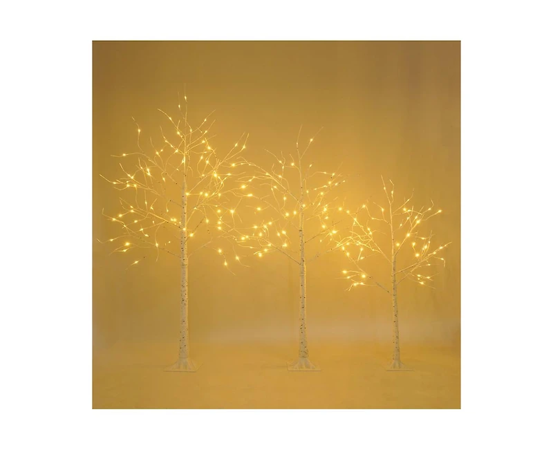 Casainc Set of Lighted Birch Tree with Warm White Lights Christmas Tree for Decoration