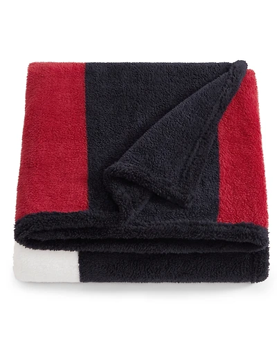 Tommy Hilfiger Iconic Flag Sherpa Throw Blanket, 70" x 50"