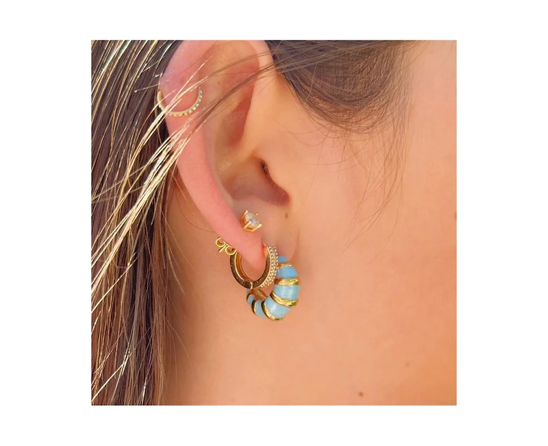 Croissant Blue Enamel Hoops
