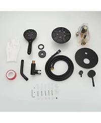 Single-Handle 1-Spray Round Rain Shower Faucet with Dual Function Pressure Balance Valve in Matte Black (Valve Included)