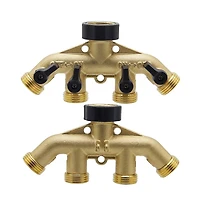 Twinkle Star 4 Way Heavy Duty Garden Hose Splitter Spigot Adapter with Valves