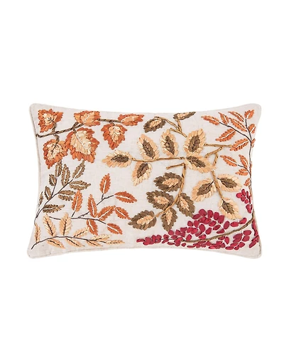 Autumn Floral Leaves Handcrafted Small Long Accent Pillow 12" x 18"
