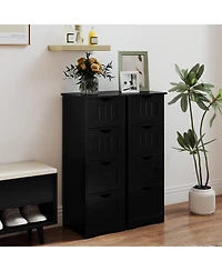 Gymax Bathroom Floor Cabinet Freestanding Narrow Side Storage Organizer w/ 4 Drawers