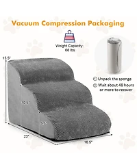 Gymax 3-Tier Foam Dog Ramp Non-Slip Dog Steps Soft Pet Stairs Ladder for High Sofa