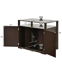 Gymax Wooden Cat Litter Box Enclosure Hidden Washroom w/ Storage Layer