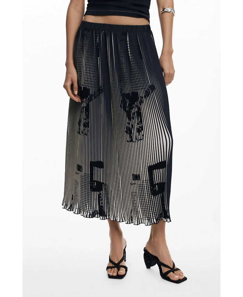 Desigual Women's Newspaper texture midi skirt