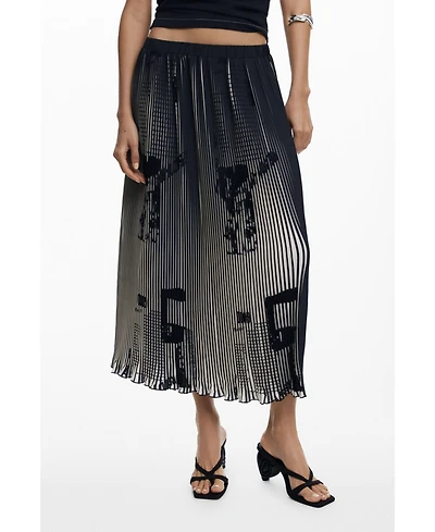 Desigual Women's Newspaper texture midi skirt