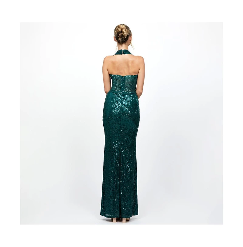 Bariano Women's Shaylyn Sequin Halter Gown
