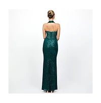 Bariano Women's Shaylyn Sequin Halter Gown