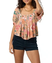 O'Neill Women's Aubrielle Floral Print Short Sleeves Top