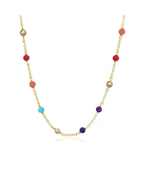 The Lovery Rainbow Gemstone Bead Chain Necklace 14K Gold