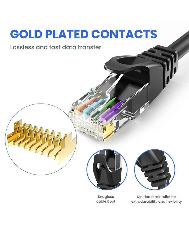 Ultra Clarity Cables CAT6 Ethernet Cable 6-Pack Lan Utp RJ45 Network Patch Internet Cable