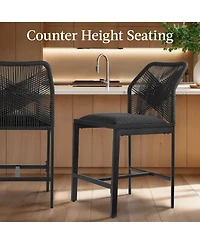 Best Choice Products Set of 2 Indoor Outdoor Counter Height Barstools w/ All-Weather Rope & Aluminum
