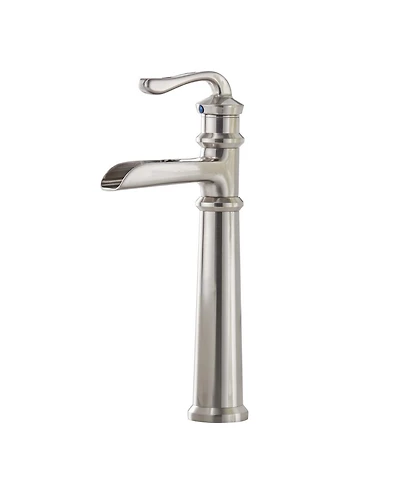 Waterfall Single Hole Single-Handle Vessel Bathroom Faucet With Pop-up Drain Assembly in Polished Chrome