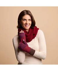 Feelgoodz Women's Artisan Crafted Fleece Lined Color Block Fingerless Gloves