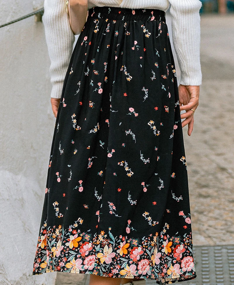 Cupshe Women's Shadow Blossom Floral Maxi Skirt