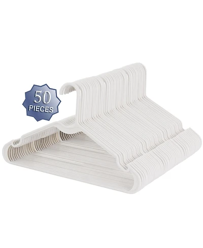 Elama Home 50 Piece Plastic Hanger Set with Notched Shoulders in White