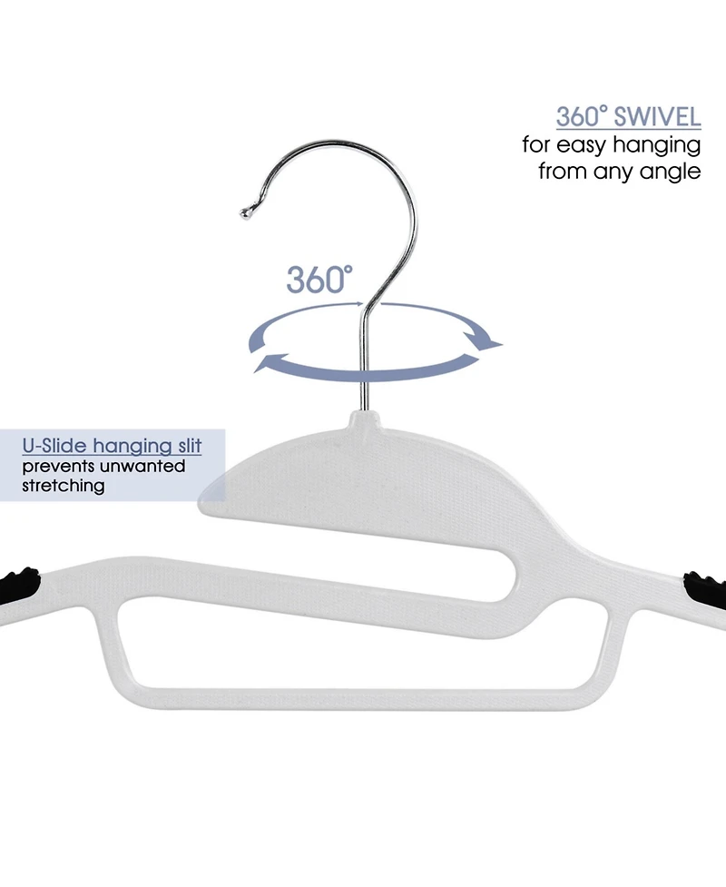 Elama Home 50 Piece Non Slip Hanger with U-slide in White and Black
