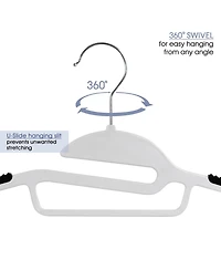 Elama Home 50 Piece Non Slip Hanger with U-slide in White and Black