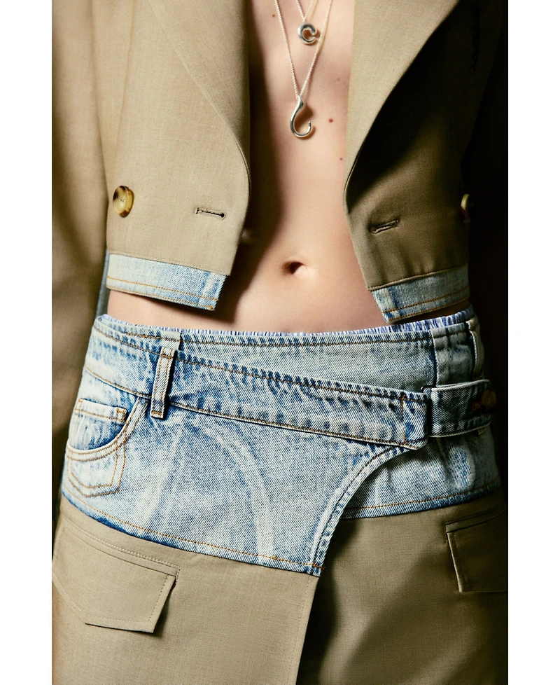 Desigual Women's Crop blazer with two materials